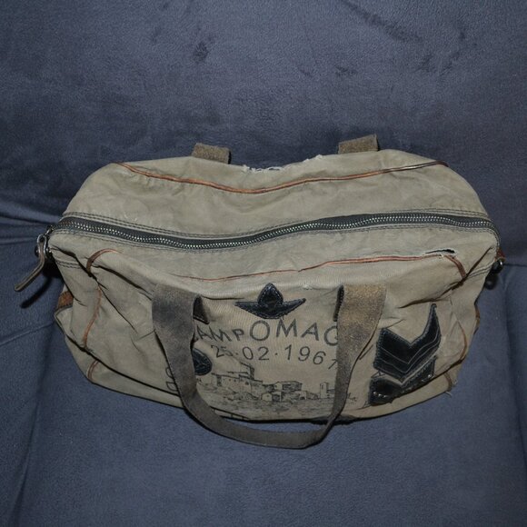 CAMPOMAGGI Canvas Leather Shoulder Bag Made In Italy - Picture 3 of 16